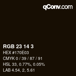 カラーコード: RGB 23 14 3 | qconv.com
