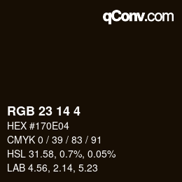 カラーコード: RGB 23 14 4 | qconv.com