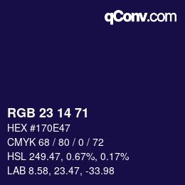 カラーコード: RGB 23 14 71 | qconv.com