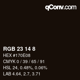 Farbcode: RGB 23 14 8 | qconv.com