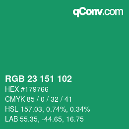 Color code: RGB 23 151 102 | qconv.com