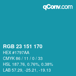 Color code: RGB 23 151 170 | qconv.com