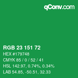 Color code: RGB 23 151 72 | qconv.com