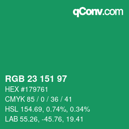 Color code: RGB 23 151 97 | qconv.com