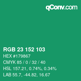 Color code: RGB 23 152 103 | qconv.com