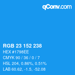 Color code: RGB 23 152 238 | qconv.com