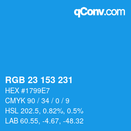 カラーコード: RGB 23 153 231 | qconv.com