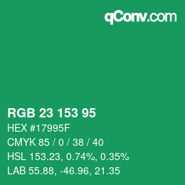 Color code: RGB 23 153 95 | qconv.com