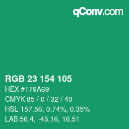 Color code: RGB 23 154 105 | qconv.com