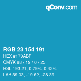 カラーコード: RGB 23 154 191 | qconv.com