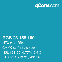 カラーコード: RGB 23 155 180 | qconv.com