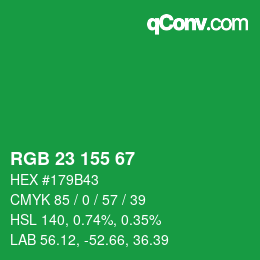 Color code: RGB 23 155 67 | qconv.com