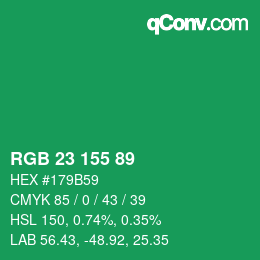 Color code: RGB 23 155 89 | qconv.com