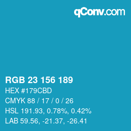 Color code: RGB 23 156 189 | qconv.com