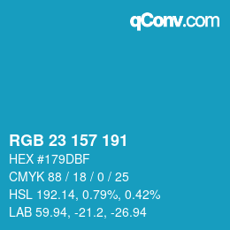 Color code: RGB 23 157 191 | qconv.com