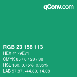 Color code: RGB 23 158 113 | qconv.com