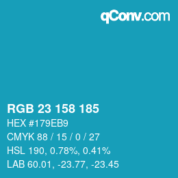 Color code: RGB 23 158 185 | qconv.com