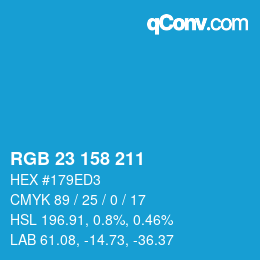 カラーコード: RGB 23 158 211 | qconv.com
