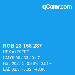 Color code: RGB 23 158 237 | qconv.com