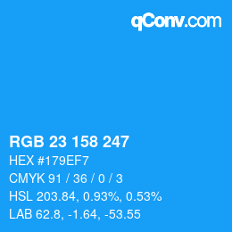 Color code: RGB 23 158 247 | qconv.com