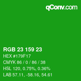 Color code: RGB 23 159 23 | qconv.com