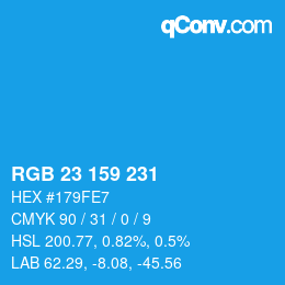 Color code: RGB 23 159 231 | qconv.com
