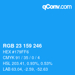 Color code: RGB 23 159 246 | qconv.com