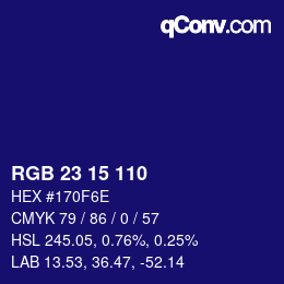 Color code: RGB 23 15 110 | qconv.com