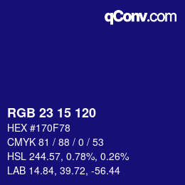 Color code: RGB 23 15 120 | qconv.com