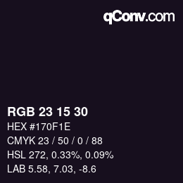 Color code: RGB 23 15 30 | qconv.com