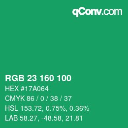 Color code: RGB 23 160 100 | qconv.com