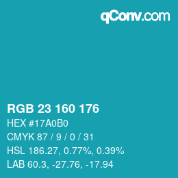 Color code: RGB 23 160 176 | qconv.com