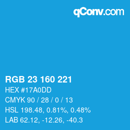 Color code: RGB 23 160 221 | qconv.com