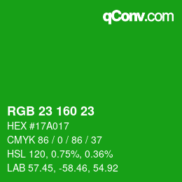 Color code: RGB 23 160 23 | qconv.com