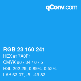 Color code: RGB 23 160 241 | qconv.com
