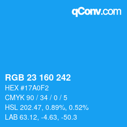 Color code: RGB 23 160 242 | qconv.com
