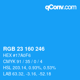 Color code: RGB 23 160 246 | qconv.com