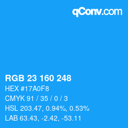 Color code: RGB 23 160 248 | qconv.com
