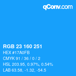 Color code: RGB 23 160 251 | qconv.com