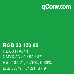 Color code: RGB 23 160 68 | qconv.com