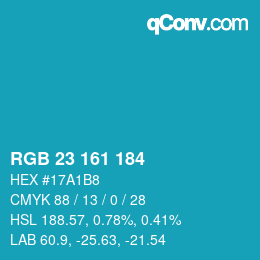 カラーコード: RGB 23 161 184 | qconv.com