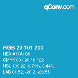 カラーコード: RGB 23 161 200 | qconv.com