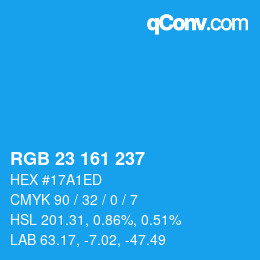 Color code: RGB 23 161 237 | qconv.com