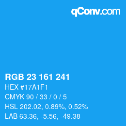 Color code: RGB 23 161 241 | qconv.com