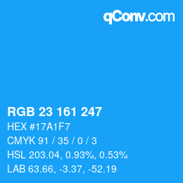 Color code: RGB 23 161 247 | qconv.com
