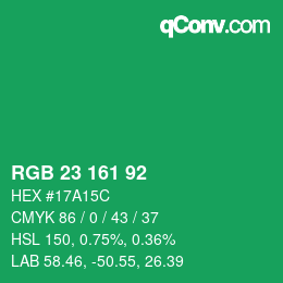 颜色代码: RGB 23 161 92 | qconv.com