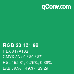 Color code: RGB 23 161 98 | qconv.com