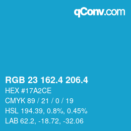 カラーコード: RGB 23 162.4 206.4 | qconv.com