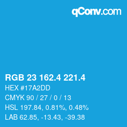 カラーコード: RGB 23 162.4 221.4 | qconv.com
