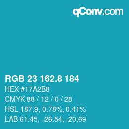 カラーコード: RGB 23 162.8 184 | qconv.com